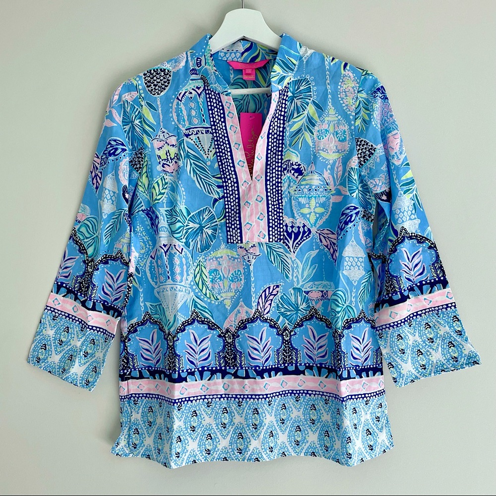 Lilly Pulitzer Asani Tunic Top Silk and Cotton XS